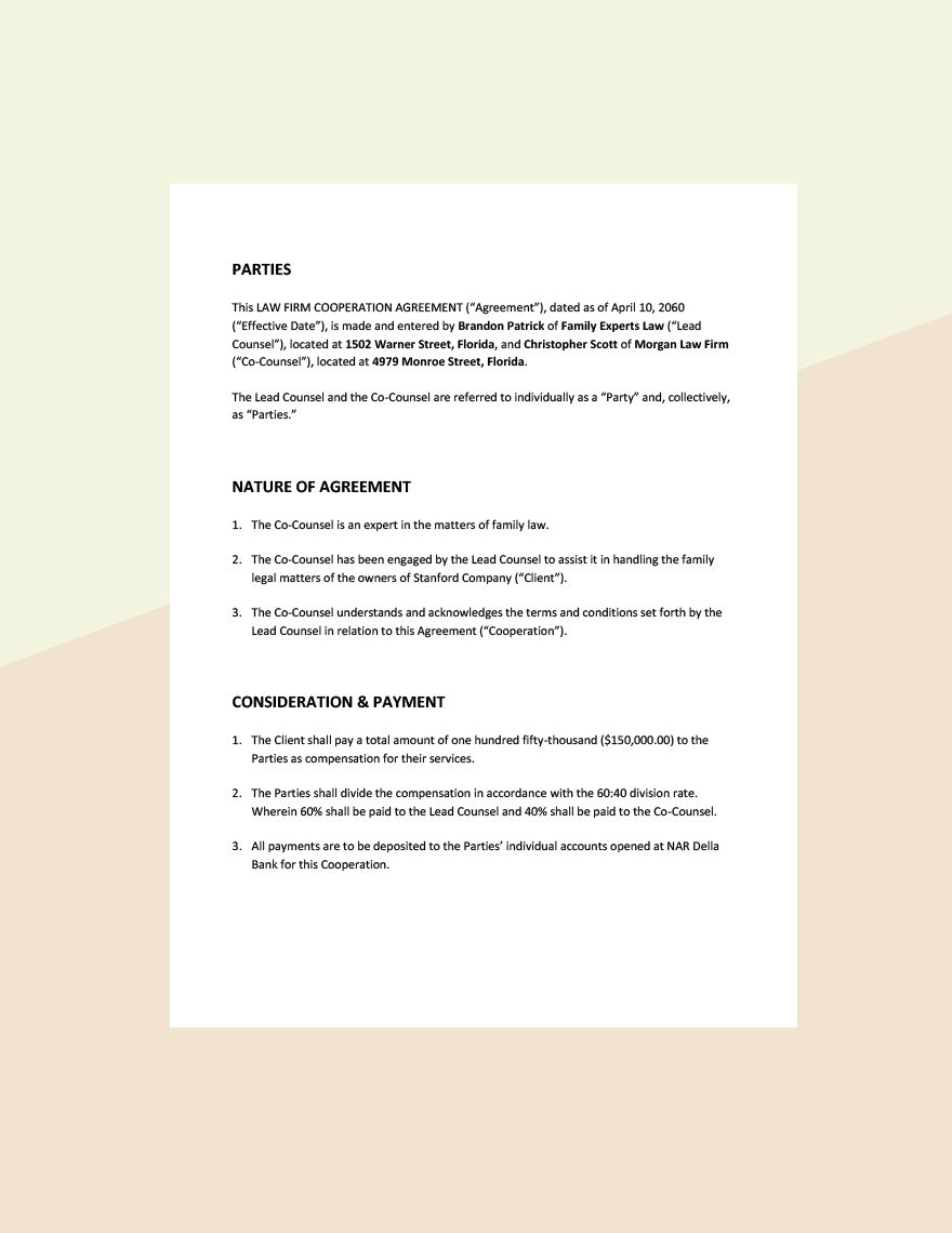 Law Firm Cooperation Agreement Template 