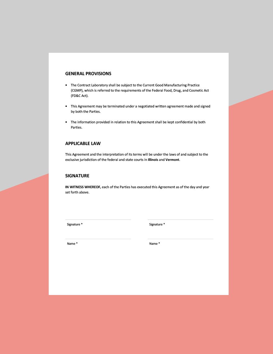 Quality Agreement Template