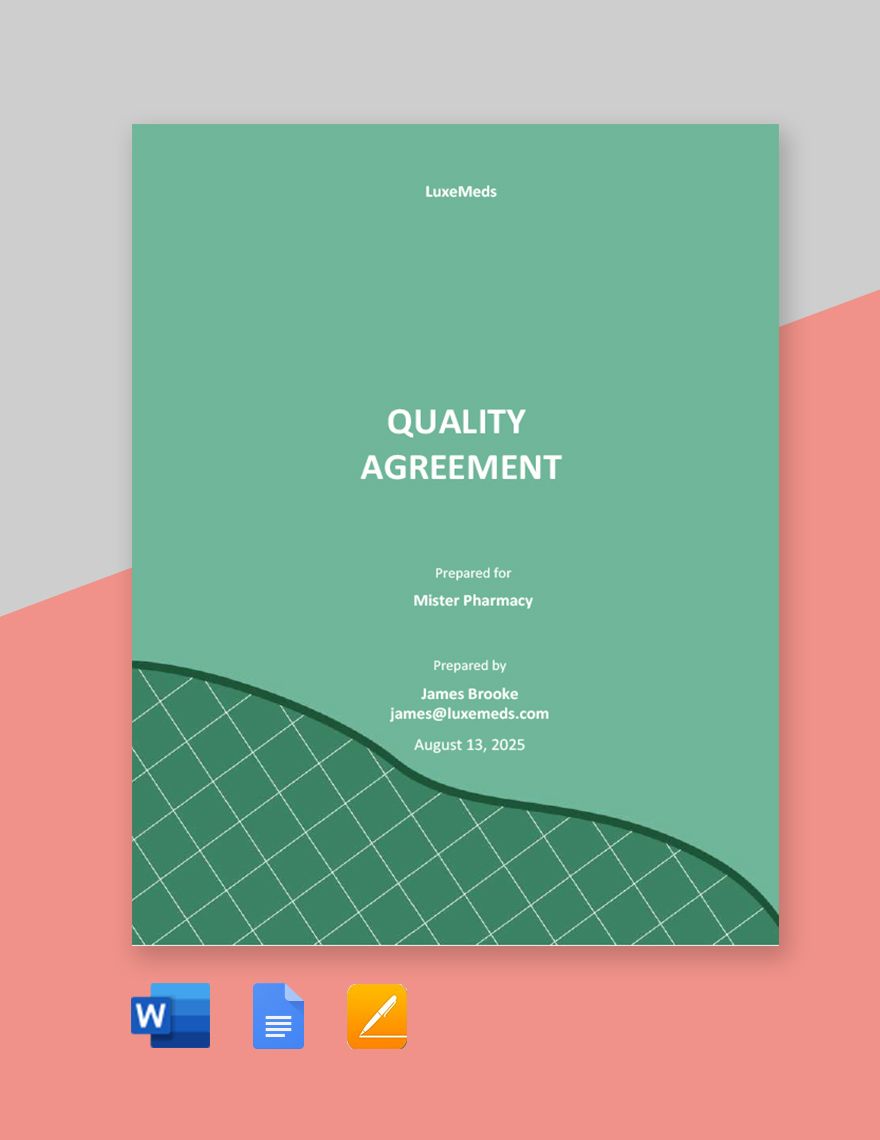 Quality Agreement Template