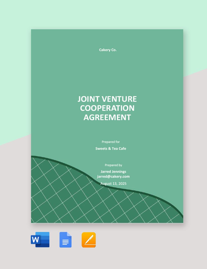 Joint Venture Cooperation Agreement Template