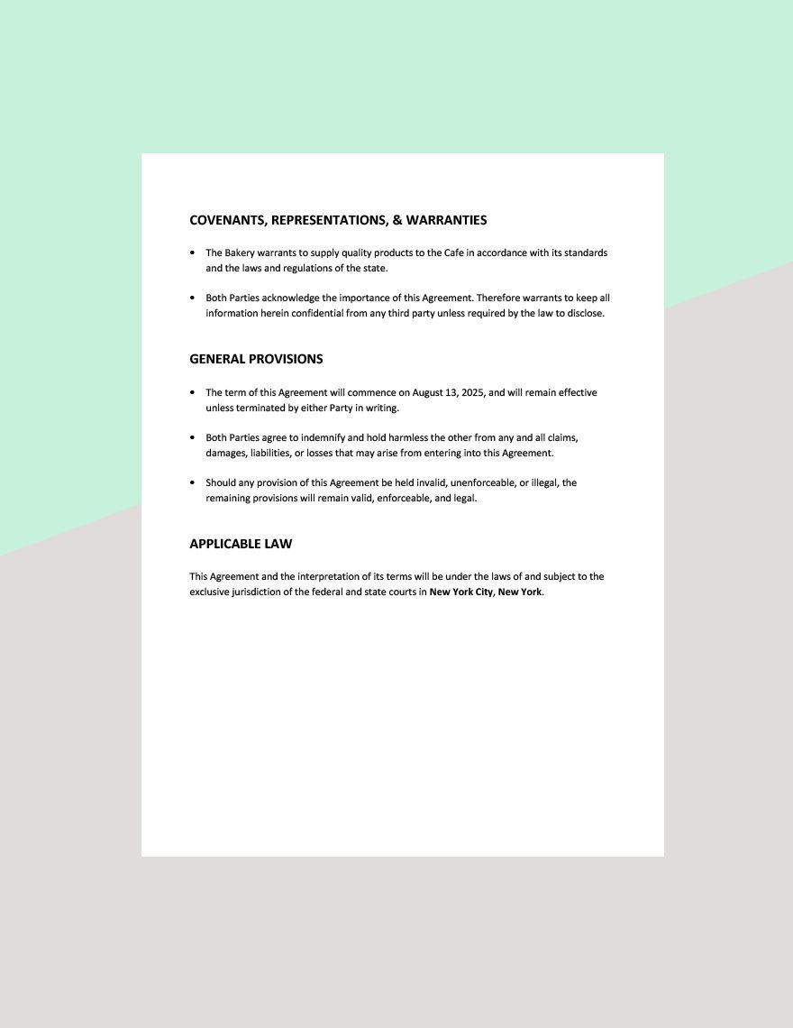 Joint Venture Cooperation Agreement Template