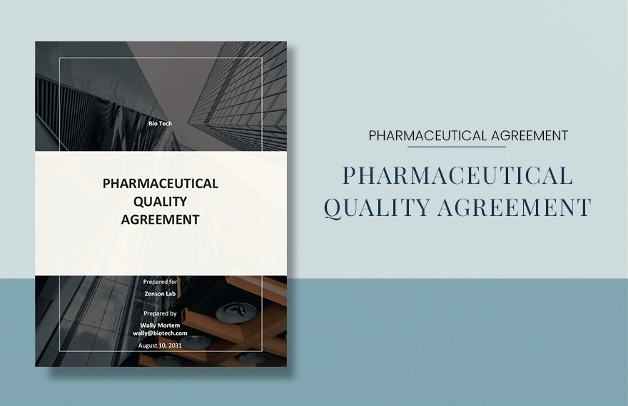 Pharmaceutical Quality Agreement Template