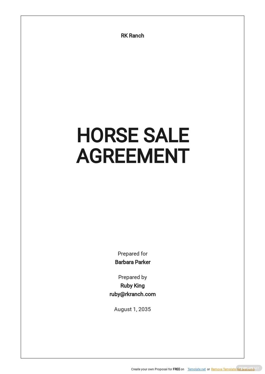 Horse Agreement Templates Documents Design Free Download