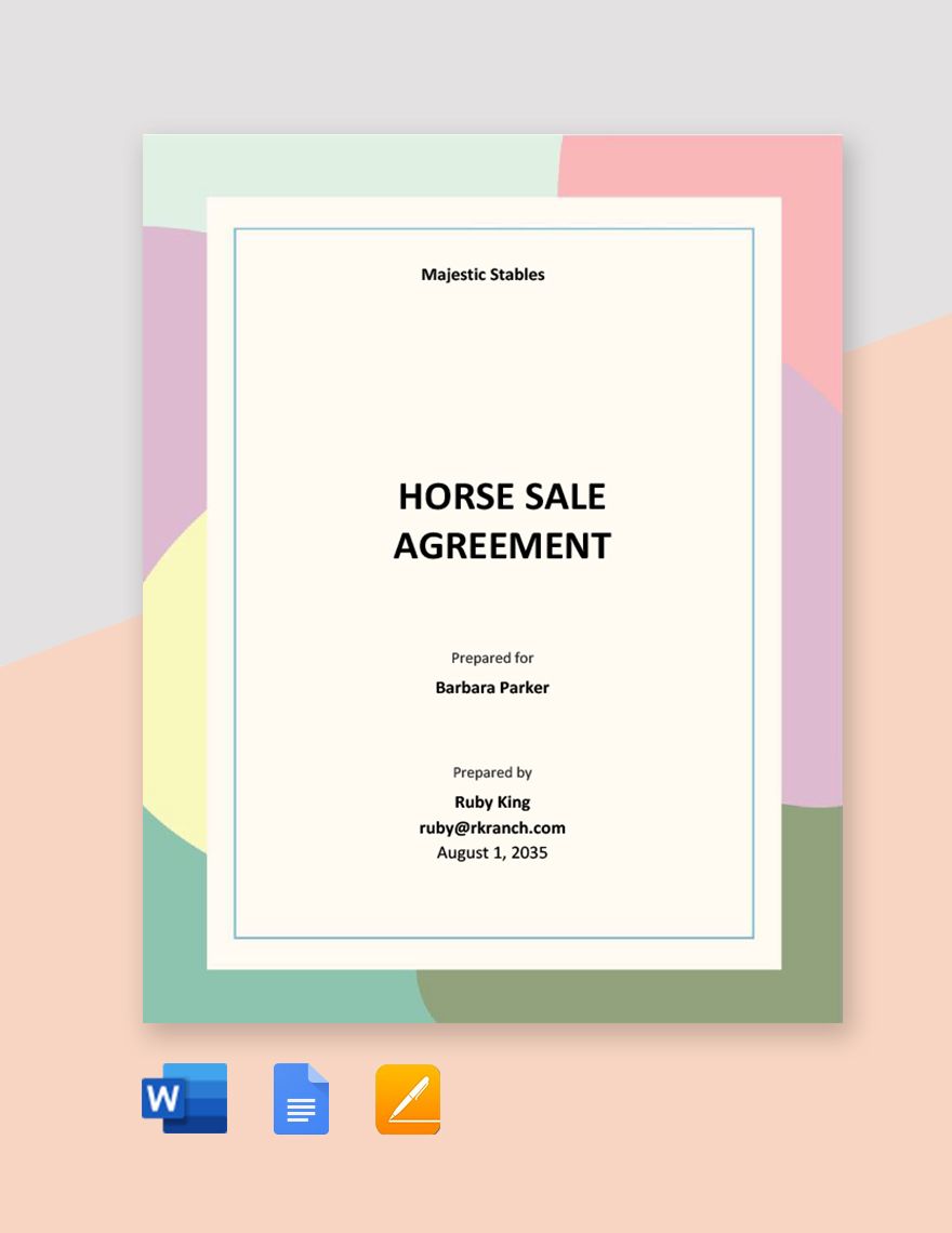 Horse Sale Agreement Template