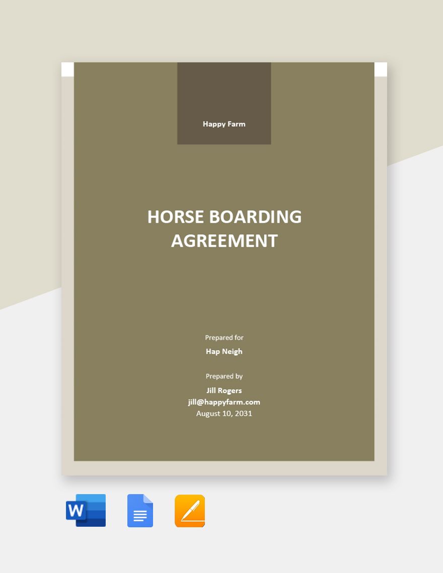 Simple Horse Boarding Agreement Template