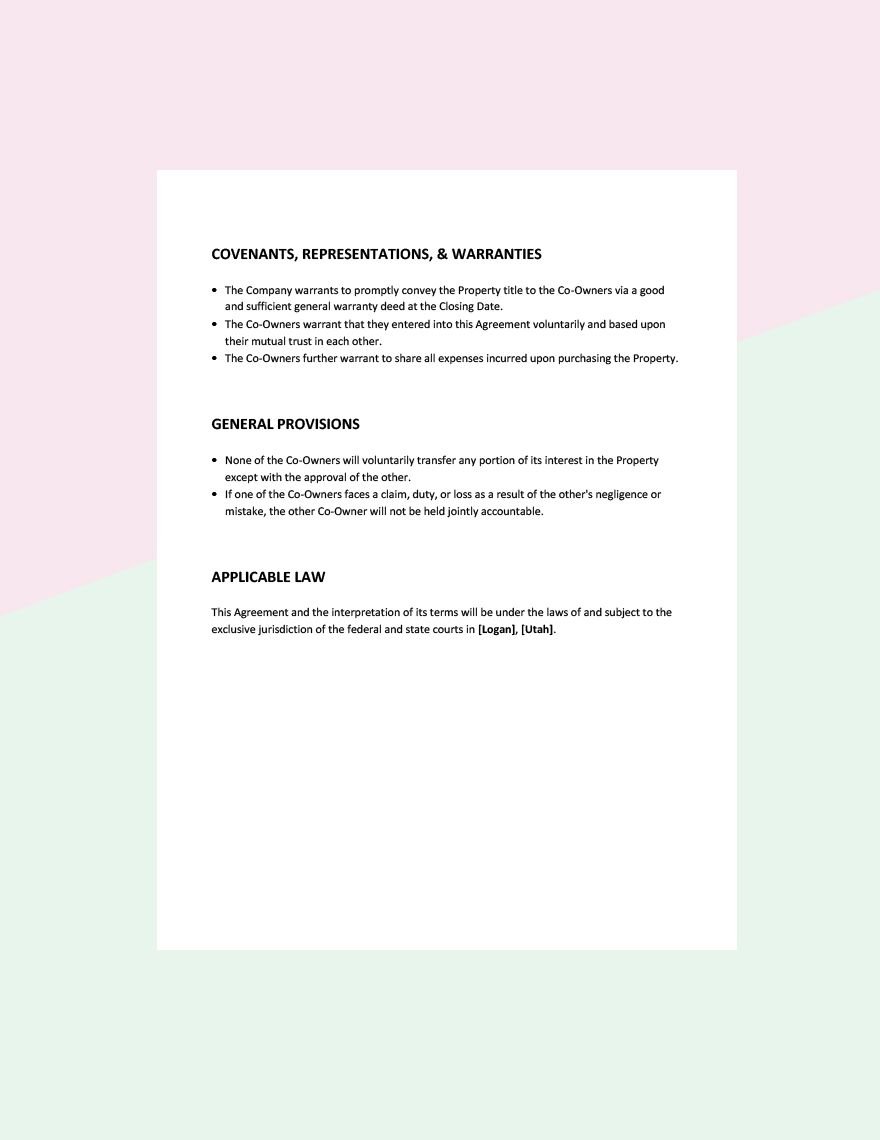 Property Sharing Agreement Template