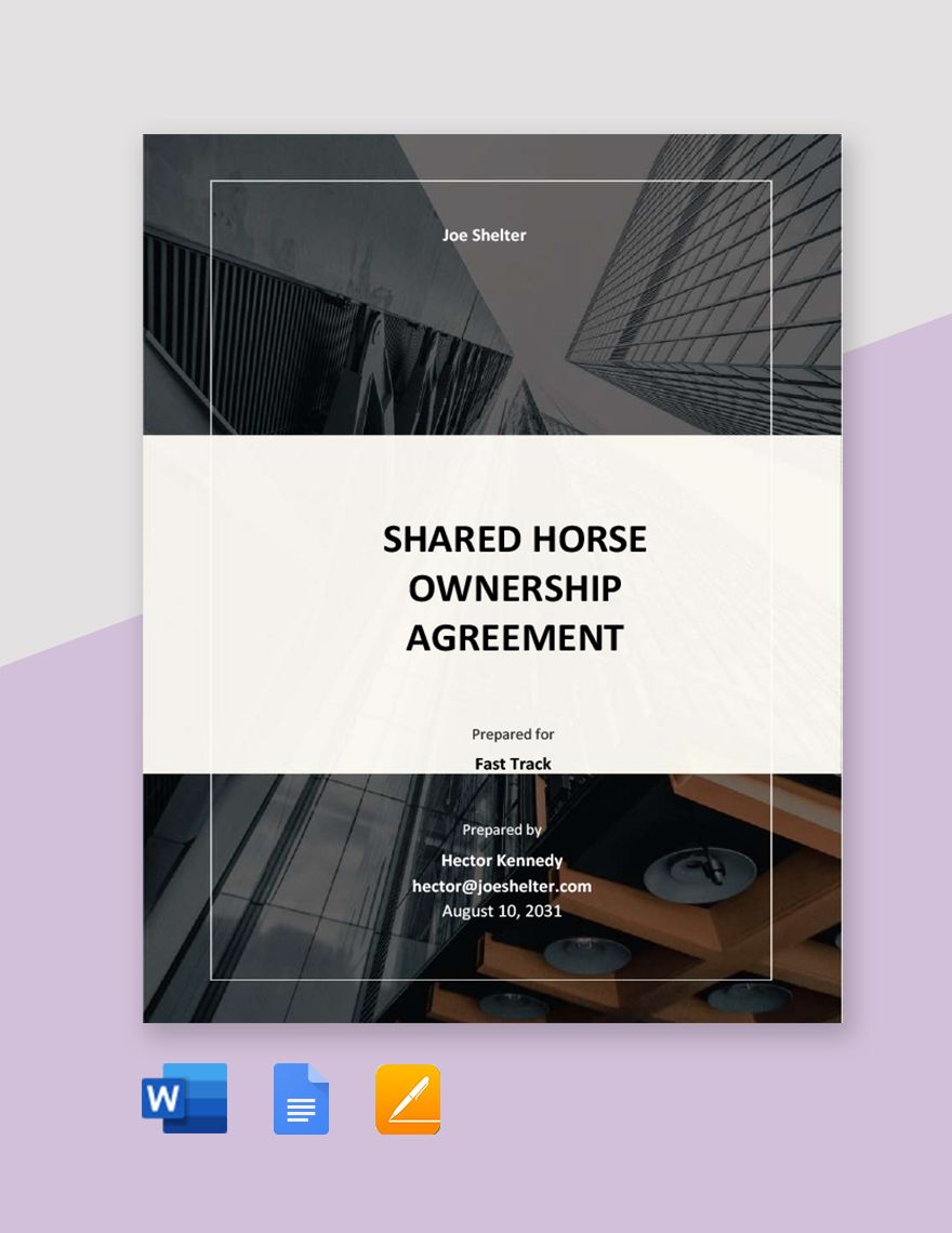 Shared Horse Ownership Agreement Template