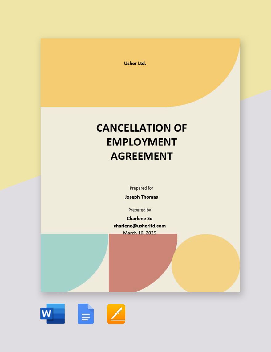 Cancellation Of Employment Agreement Template