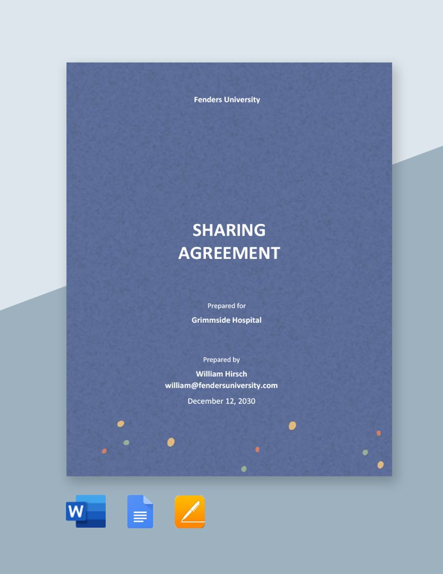 Sharing Agreement Template in Word, Google Docs, PDF, Apple Pages