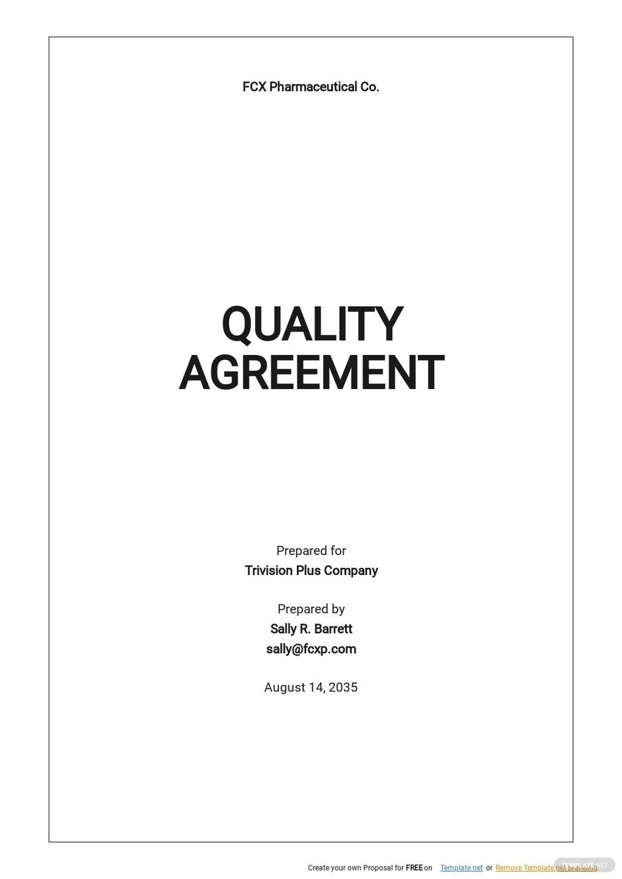 Quality Agreements Templates Format Free Download Template