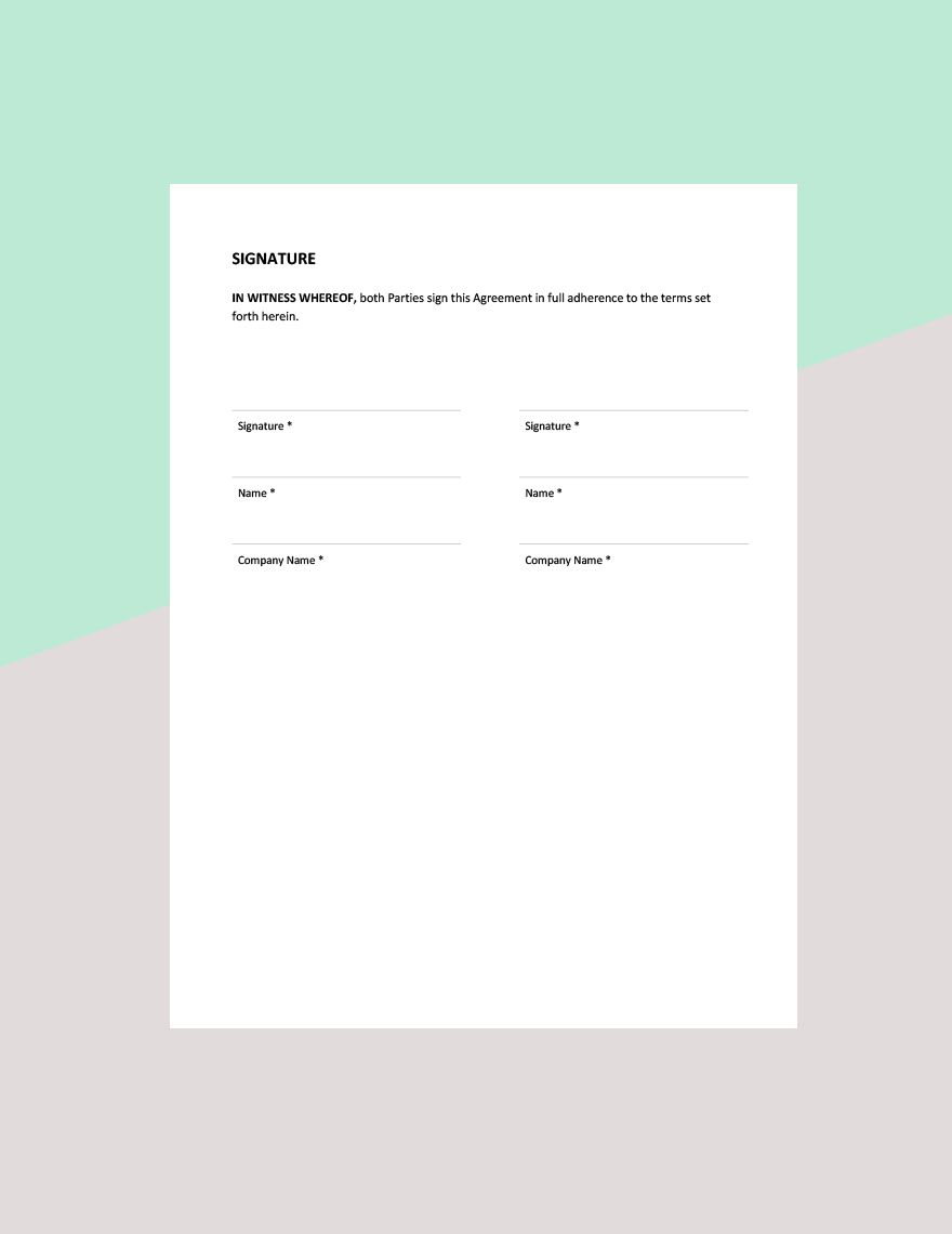 Simple Quality Agreement Template