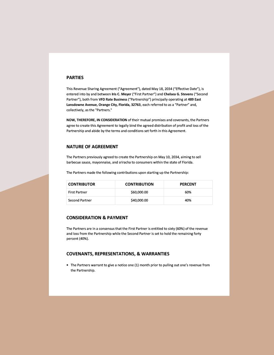 Revenue Sharing Agreement Template