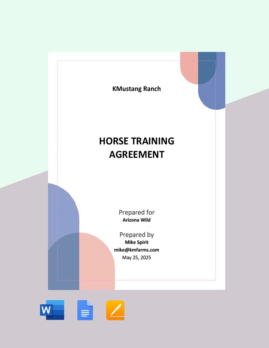 Horse Training Agreement Template