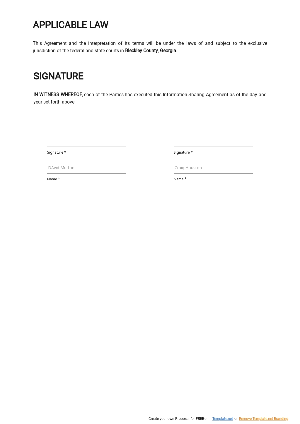 Information Sharing Agreement Template - Google Docs, Word Intended For information sharing agreement template