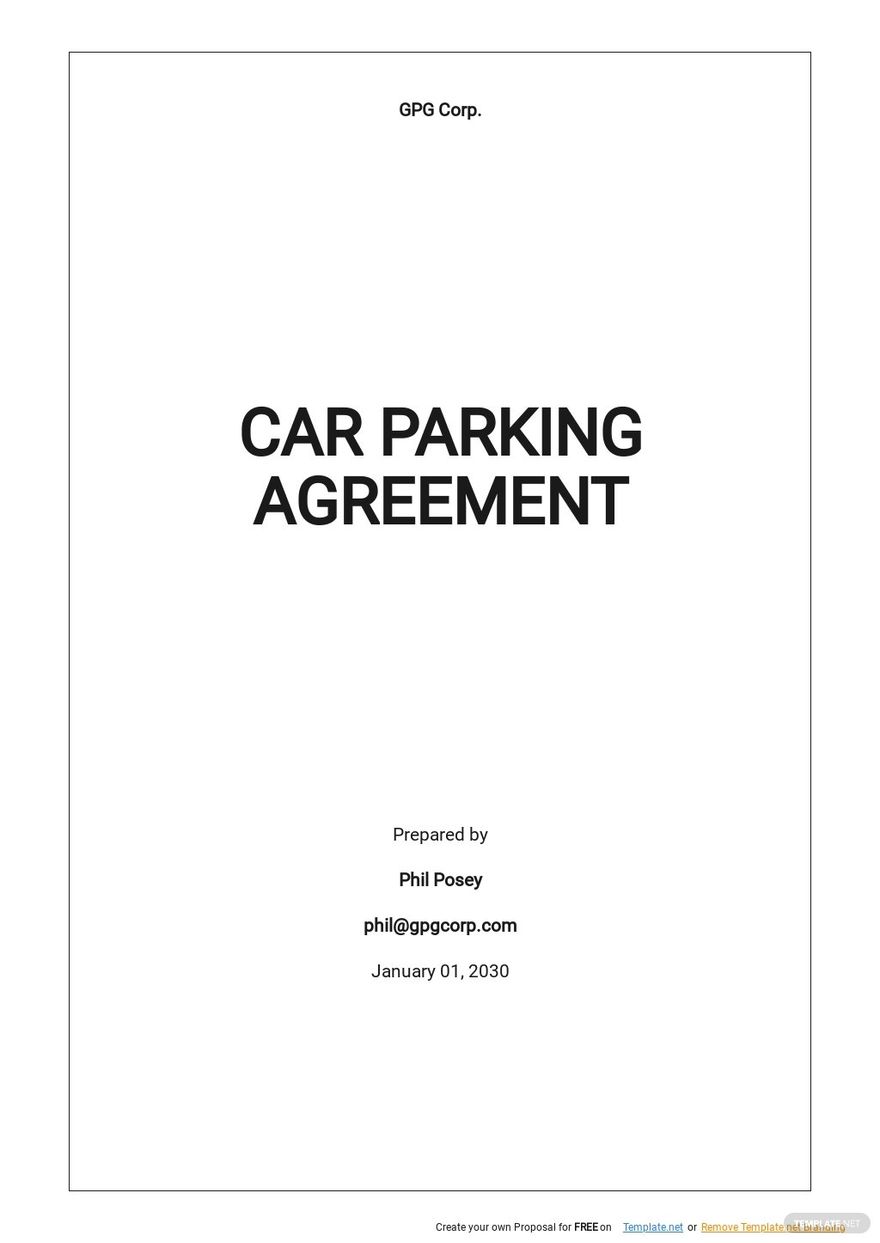 Car Parking Agreement Template Google Docs, Word, Apple Pages