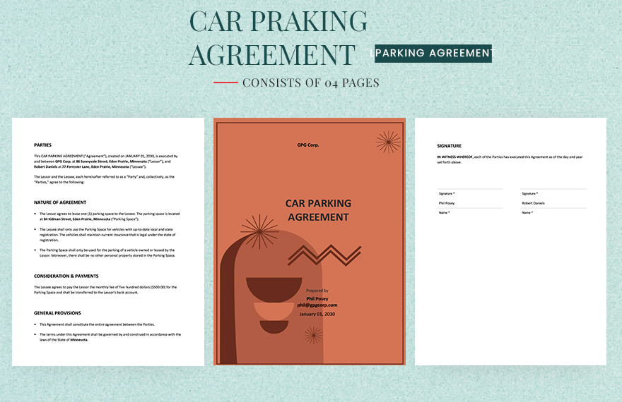 Car Parking Agreement Template in PDF, Word, Google Docs, Pages - Download | Template.net