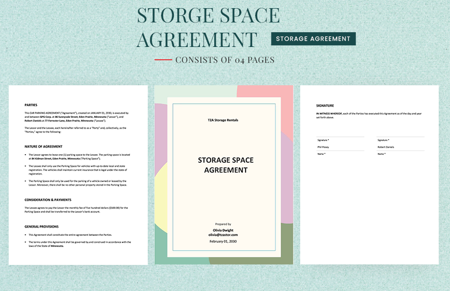 Storage Space Agreement Template