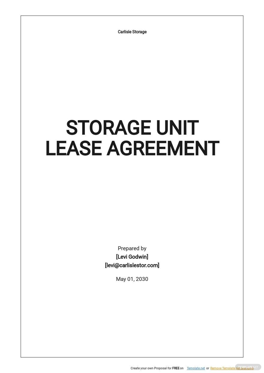 Free Storage Unit Lease Agreement Template in Word, Google Docs, Apple Pages