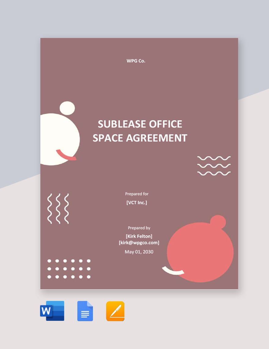 Sublease Office Space Agreement Template