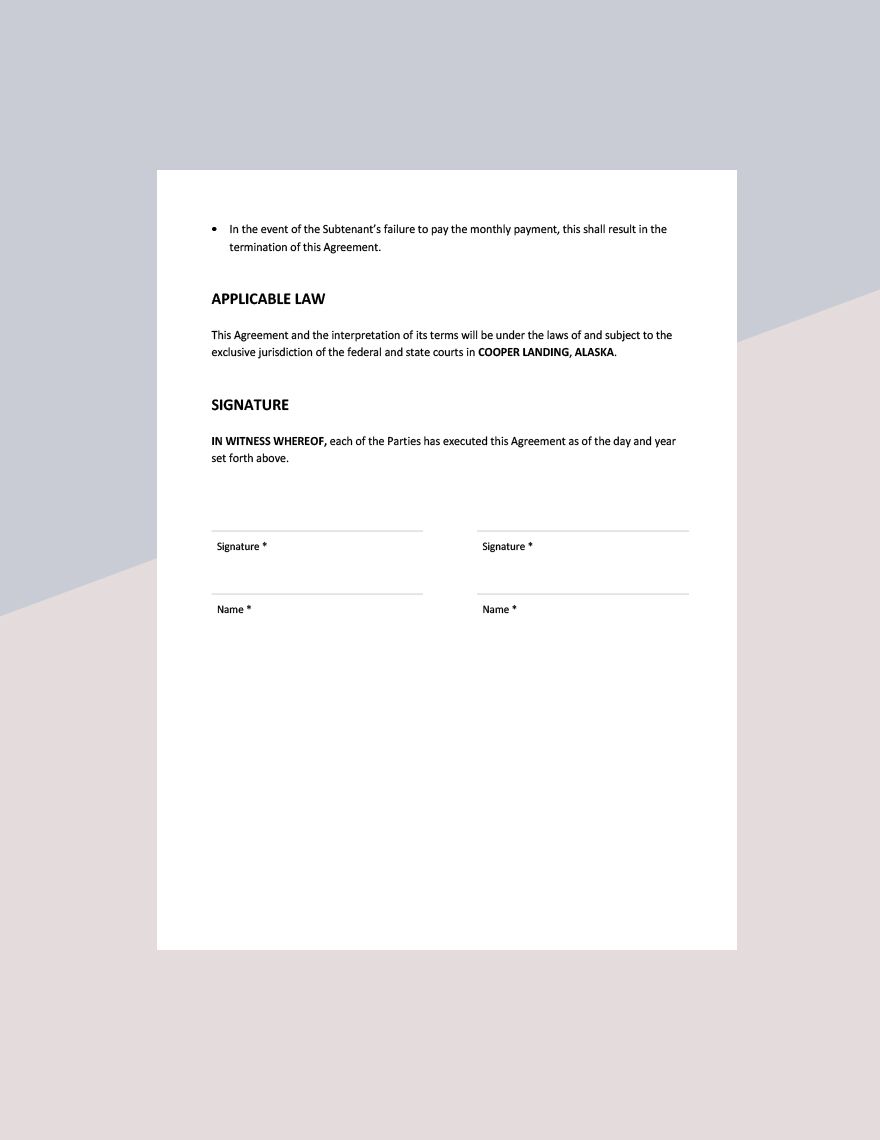 Sublease Office Space Agreement Template