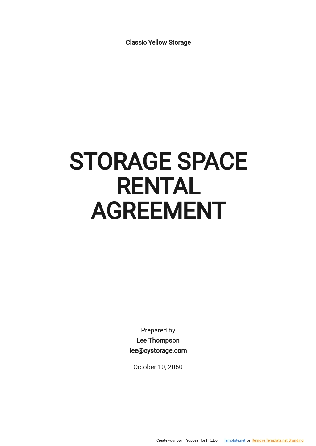 Storage Space Lease Agreement Template Printable Form Templates and