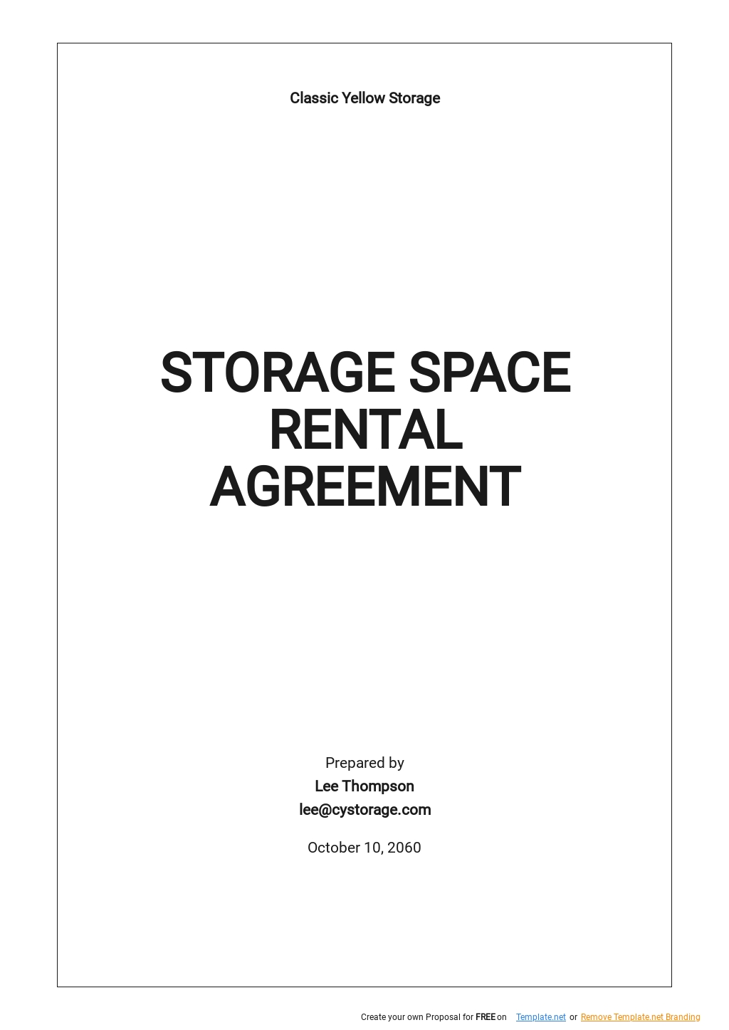  Storage Space Rental Agreement Template Google Docs Word Apple 