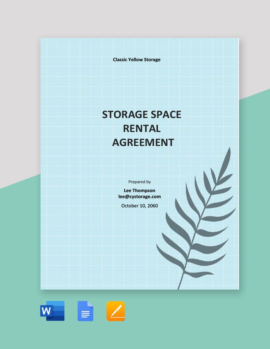 Storage Space Rental Agreement Template 