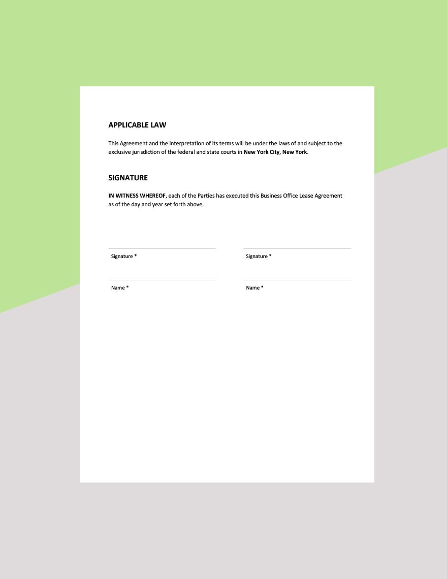 Business Office Lease Agreement Template