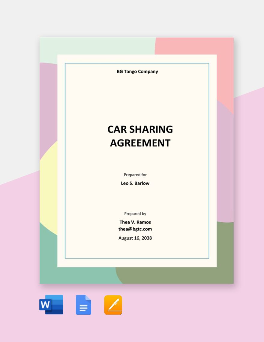 Car Sharing Agreement Template