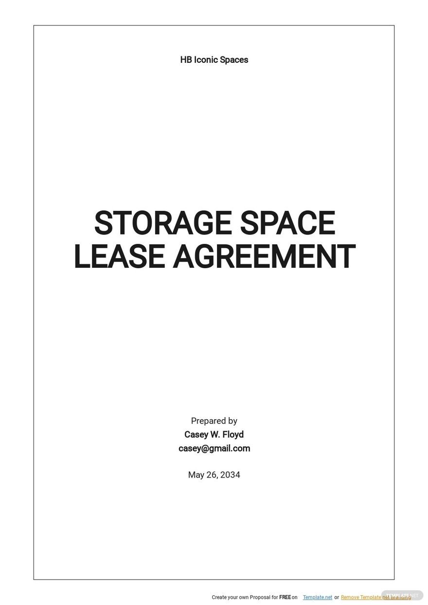 Storage Space Lease Agreement Template Google Docs, Word, Apple Pages