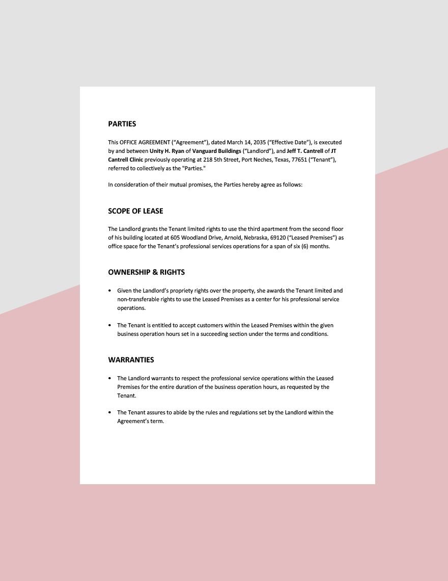Office Agreement Template
