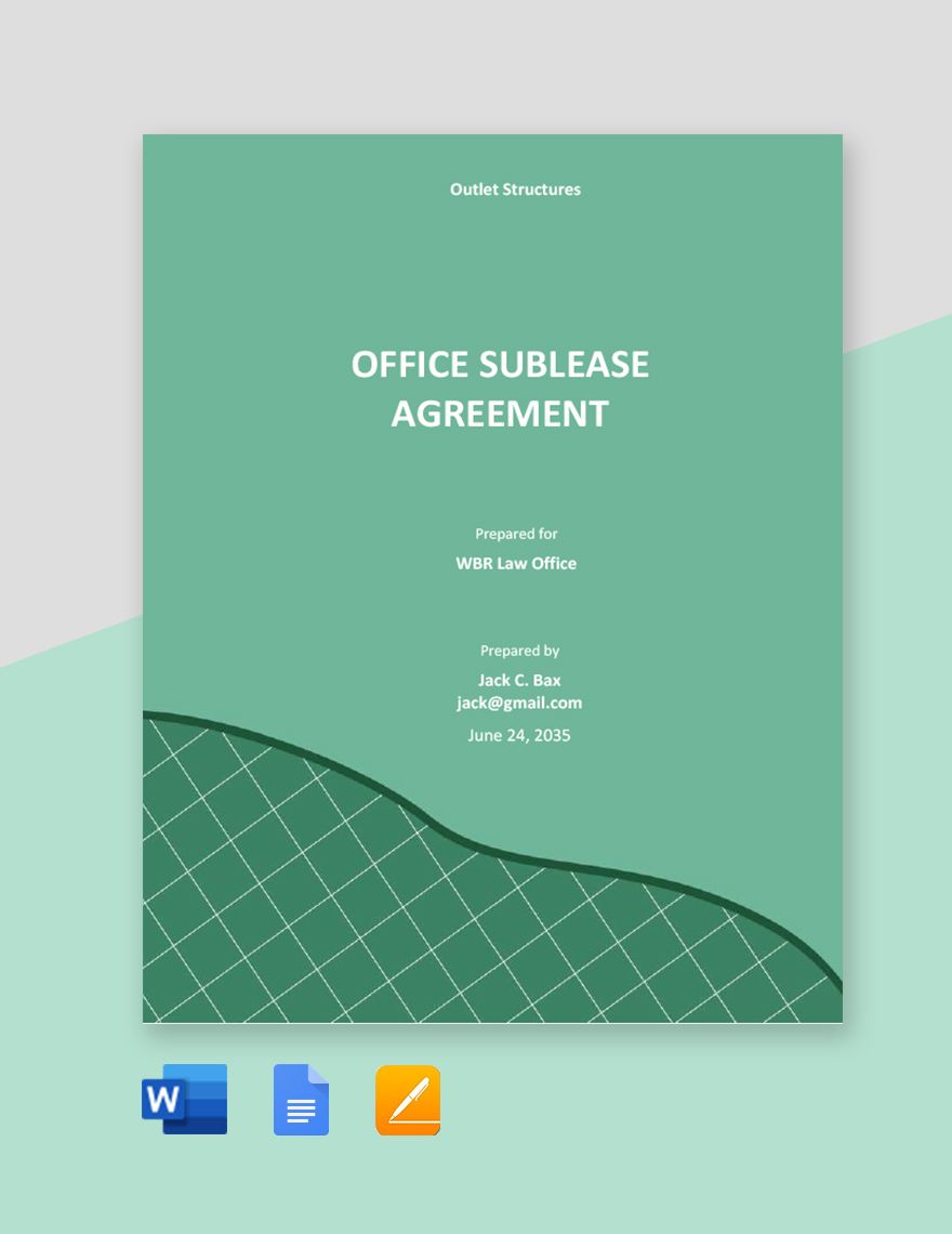 Office Sublease Agreement Template in Word, Google Docs, PDF, Apple Pages