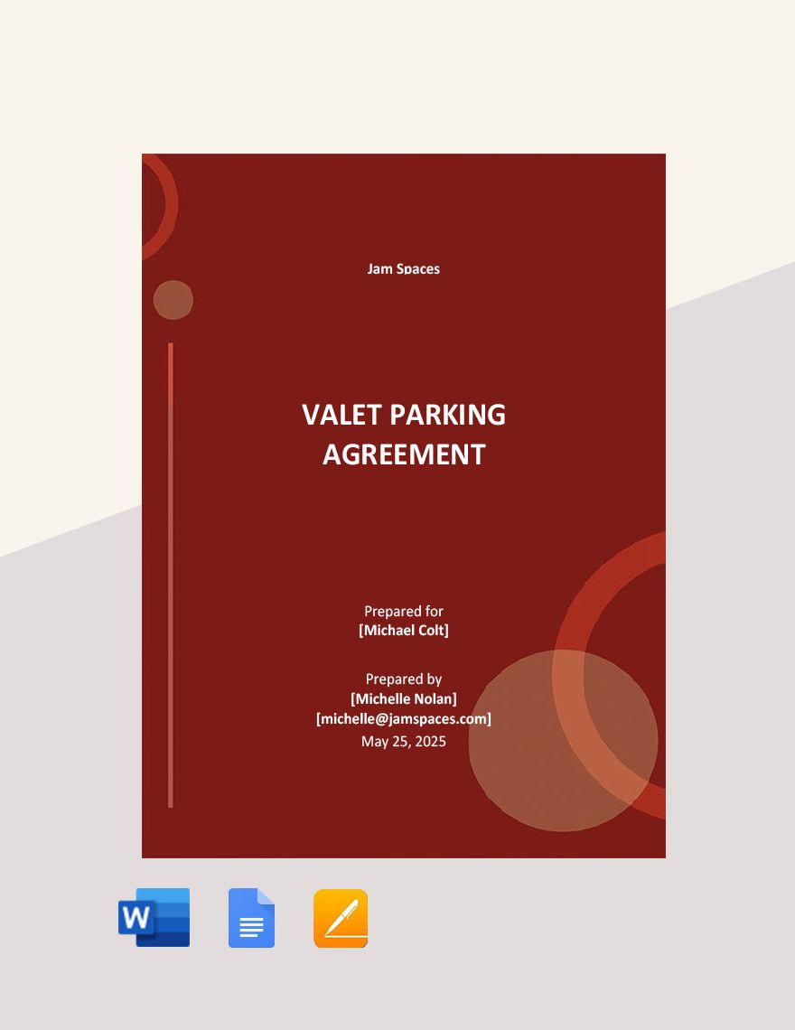 Valet Parking Agreement Template