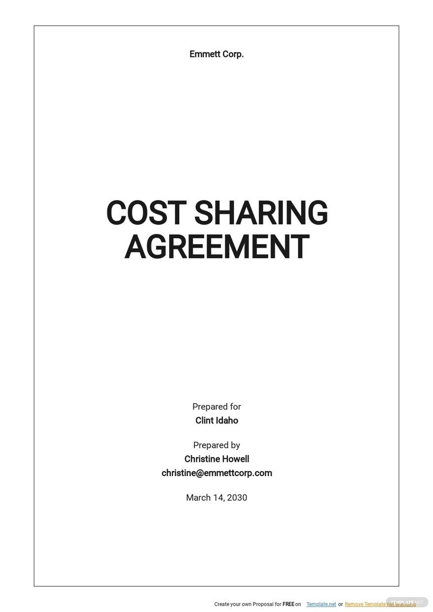 Simple Cost Sharing Agreement Template