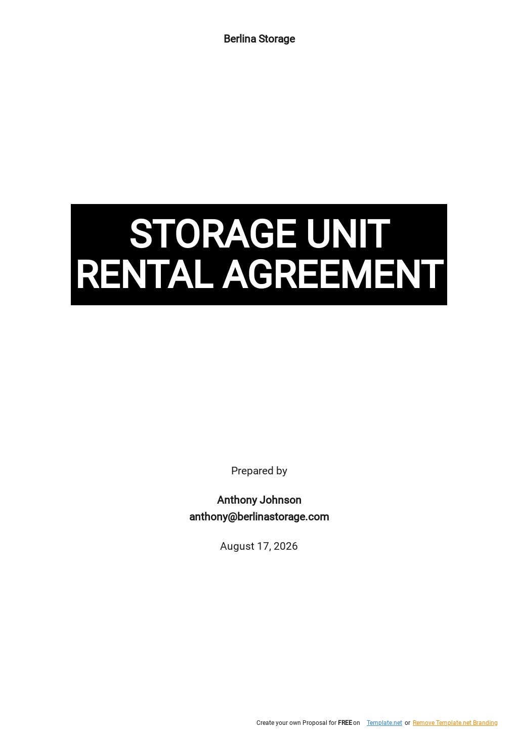 Cold Storage Agreement Template Google Docs Word Apple Pages