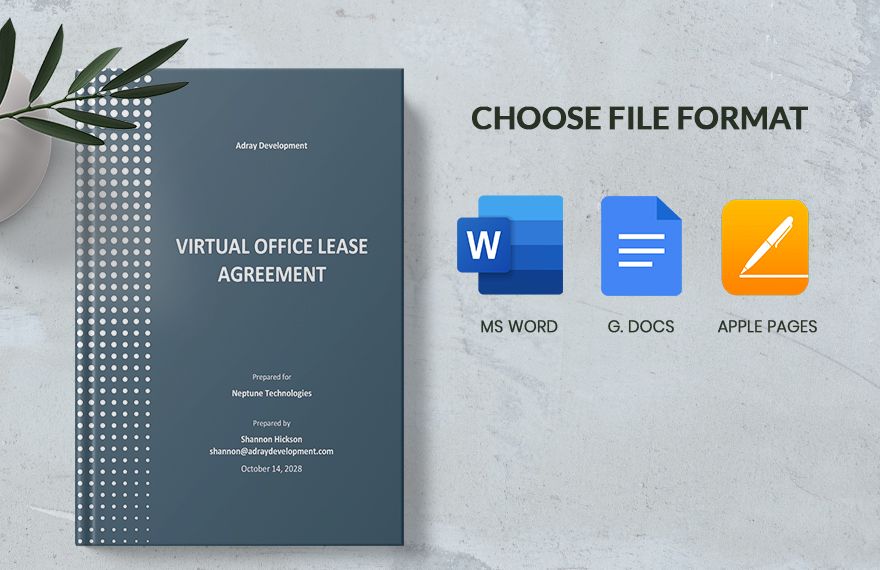 Virtual Office Lease Agreement Template in Word Google Docs Pages