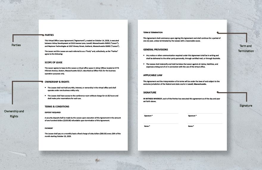 Virtual Office Lease Agreement Template