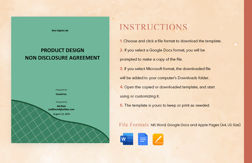 Product Design Non Disclosure Agreement Template