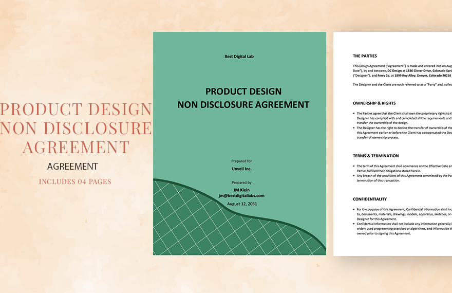 Product Design Non Disclosure Agreement Template