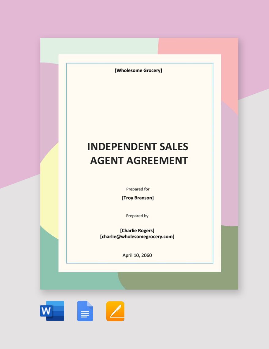 Independent Sales Agent Agreement Template 