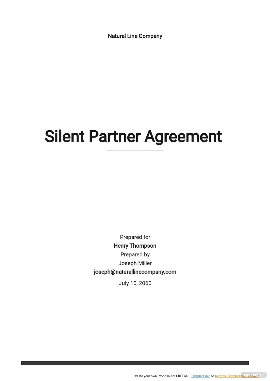 Free Free Silent Partner Agreement Template Word, Apple Pages