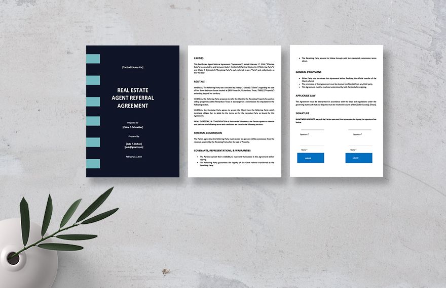 Real Estate Agent Referral Agreement Template