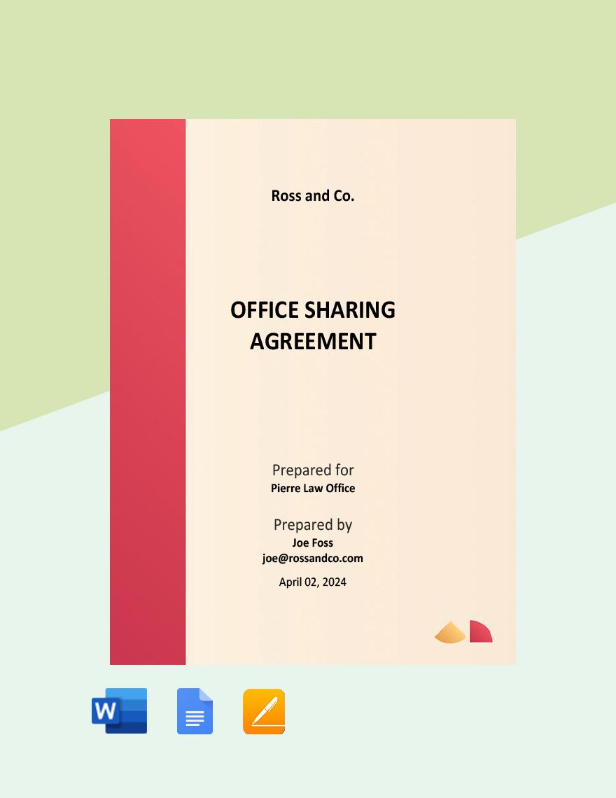 Office Sharing Agreement Template in Word, Google Docs, Apple Pages