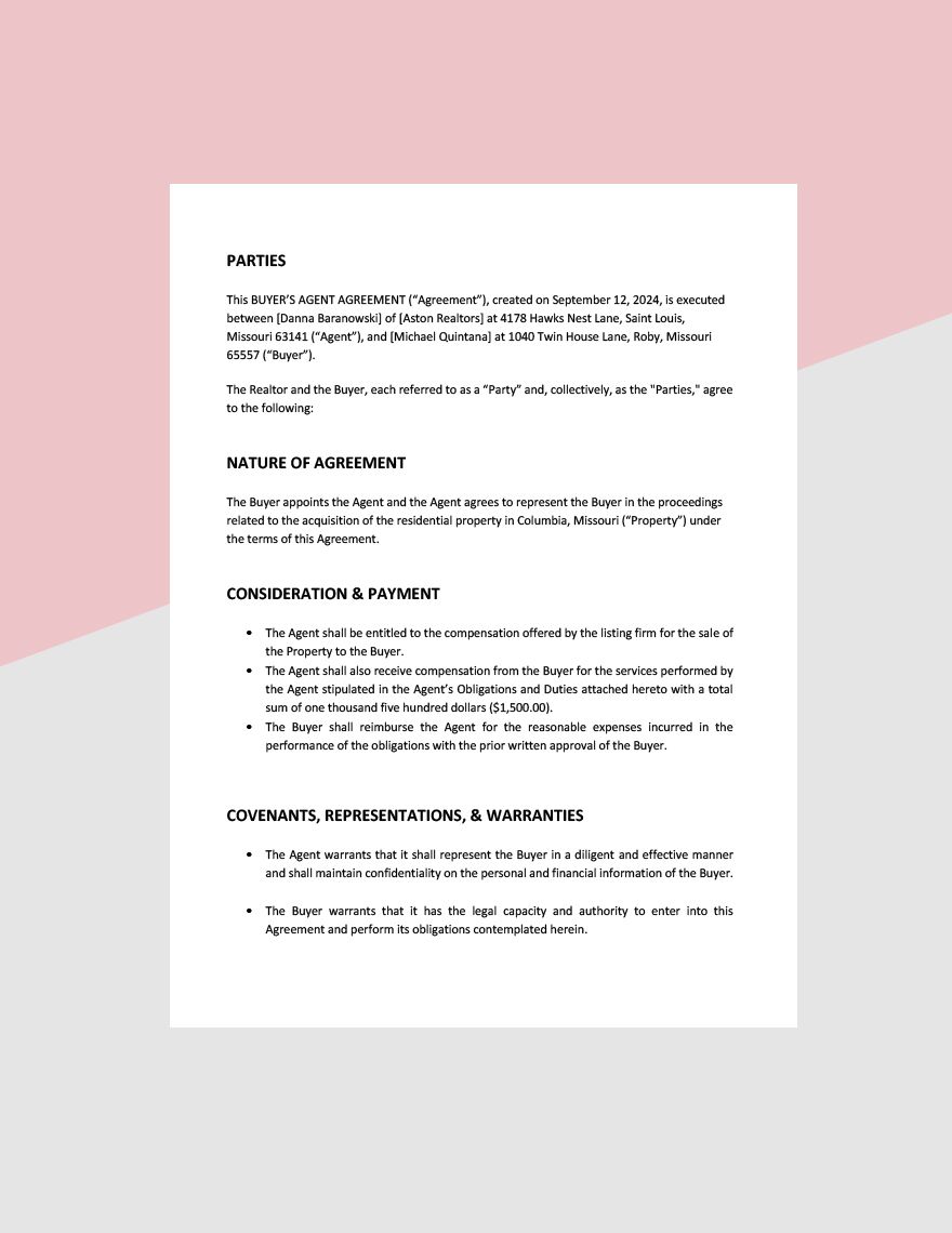 Buyer's Agent Agreement Template