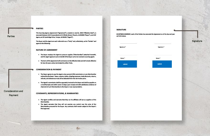 Sourcing Agent Agreement Template