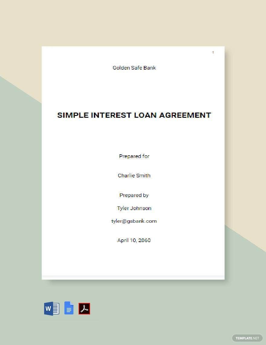 Free Simple Interest Loan Agreement Template