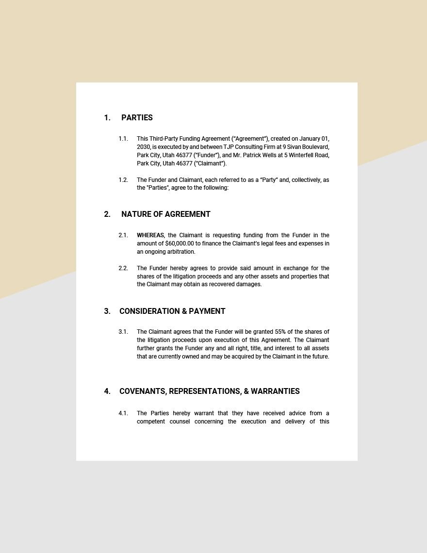 Third-Party Funding Agreement Template