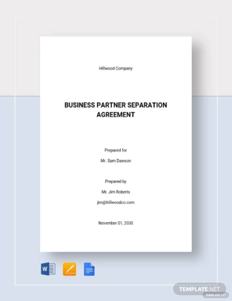 Business Partner Separation Agreement Template