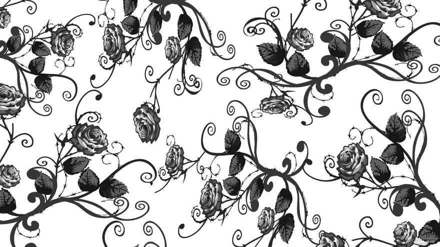 Simple Black And White Floral Background 
