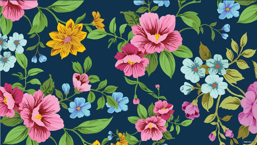 Blue And Pink Floral Background